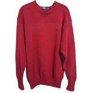 Vintage Polo Ralph Lauren Knit Sweater Mens Extra Large Red Cotton Polo Pony XL